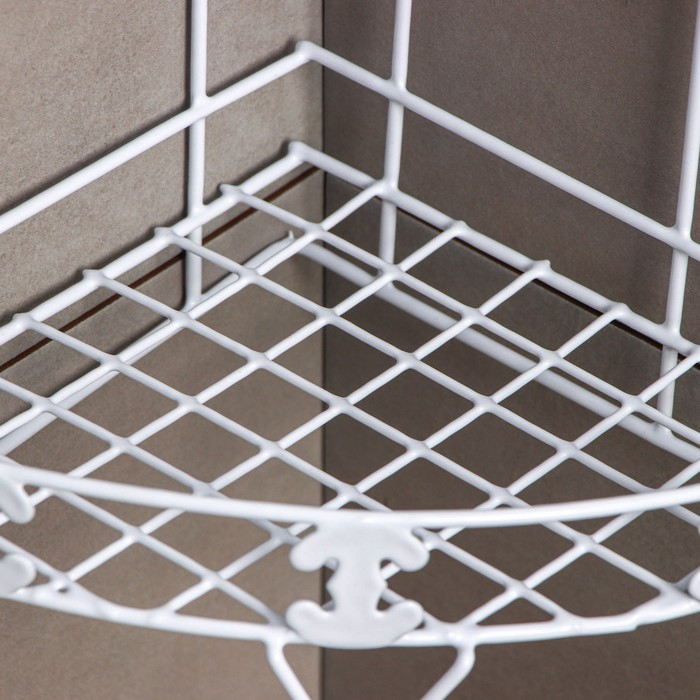 Полка угловая двухъярусная Доляна, 20×20×33 см, цвет белый Полка угловая двухъярусная Доляна, 20×20×33 см, цвет белый