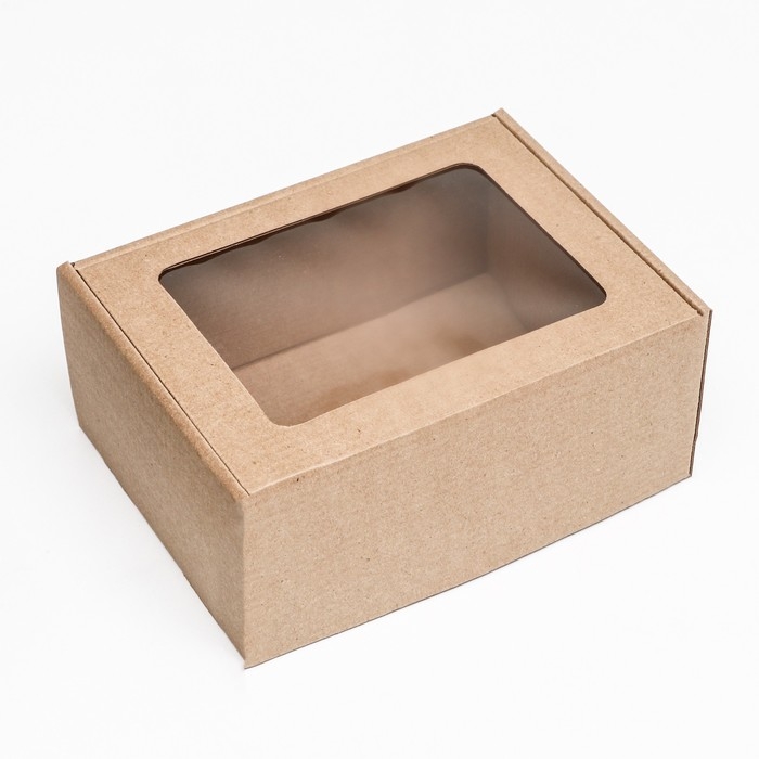Коробка самосборная, бурая с окном, 22 х 16,5 х 9,5 см Коробка самосборная, бурая с окном, 22 х 16,5 х 9,5 см