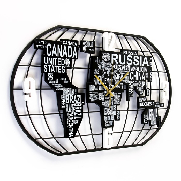 Часы настенные интерьерные  Часы настенные интерьерные "Карта мира", бесшумные, 40 х 78 см
