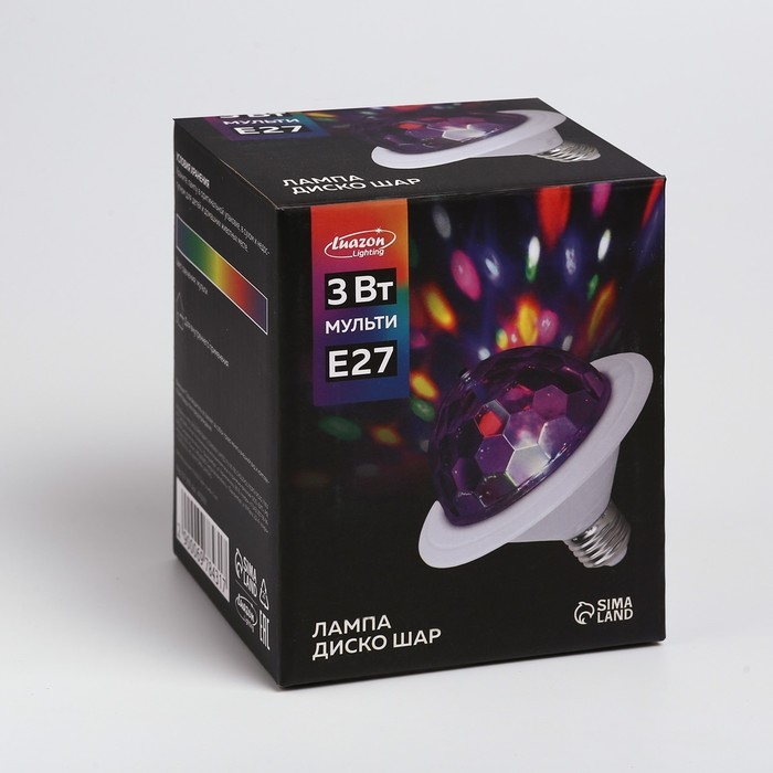 Световой прибор «Диско-шар» 12 см, Е27, свечение RGB Световой прибор «Диско-шар» 12 см, Е27, свечение RGB