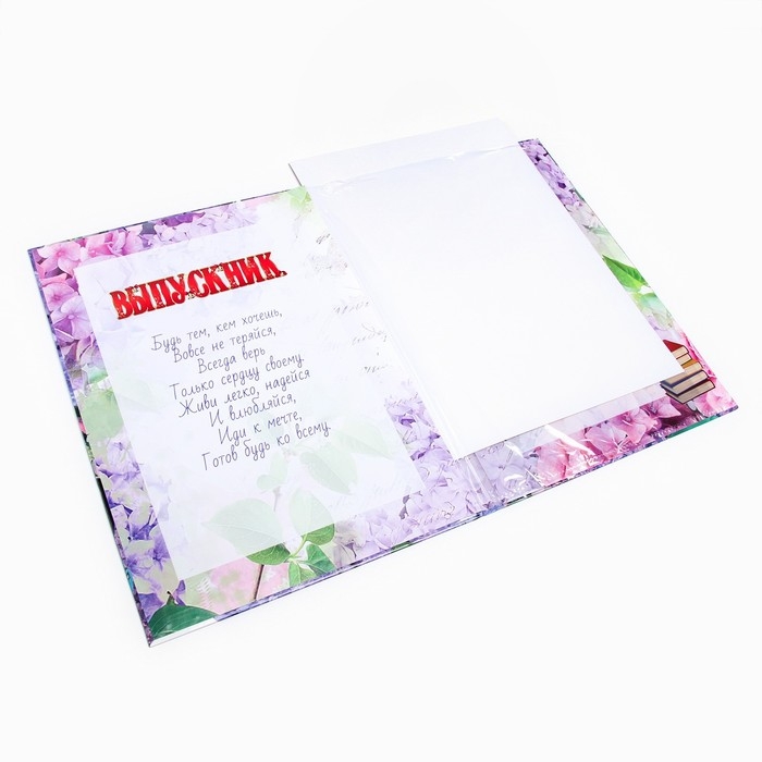 Папка с двумя файлами А4 Папка с двумя файлами А4 "До свидания, школа!" фон из сирени, глобус, микроскоп