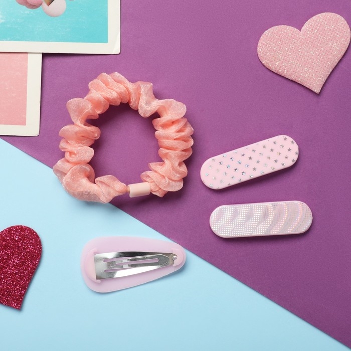 Набор для волос Набор для волос "Толиман" (1 резинка-6 см,3 невидимки- 5 см) розовый