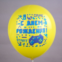 Шар латексный 12" «С ДР! Игры!», пастель, 1-сторонний, 5 дизайнов, набор 25 шт., МИКС