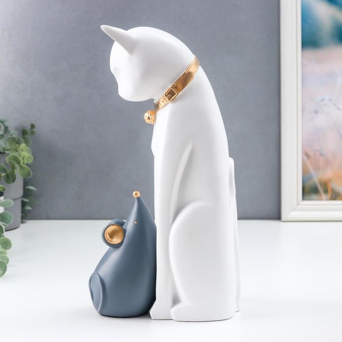 Сувенир полистоун Сувенир полистоун "Кошки-мышки" бело-серый набор 2 шт 14х7х8 см 31х9х10 см