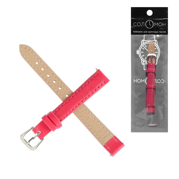 Ремешок для часов Ремешок для часов "Соломон", 12 мм, натуральная кожа, l-20 см, розовый