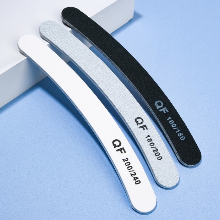 Набор пилок для ногтей, бумеранг, 100/180, 180/200, 200/240 грит, 18 см, 3 шт Набор пилок для ногтей, бумеранг, 100/180, 180/200, 200/240 грит, 18 см, 3 шт