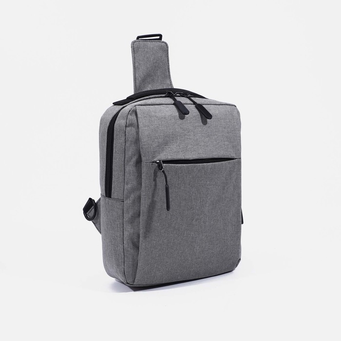 Сумка-слинг мужская из текстиля, с USB, цвет серый Сумка-слинг мужская из текстиля, с USB, цвет серый