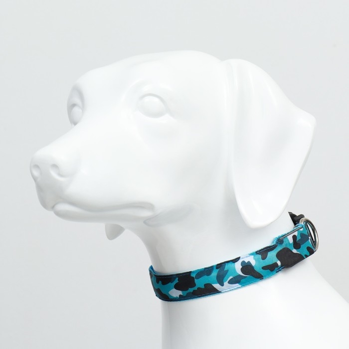 Ошейник с подсветкой Милитари 3 режима свечения размер М, ОШ 32-50 х 2,5 см, синий Ошейник с подсветкой Милитари 3 режима свечения размер М, ОШ 32-50 х 2,5 см, синий