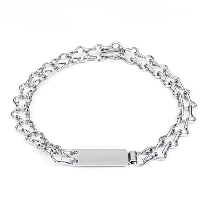 Ошейник - удавка с табличкой под гравировку, плетённый, 60 см, толщина проволоки 3 мм Ошейник - удавка с табличкой под гравировку, плетённый, 60 см, толщина проволоки 3 мм