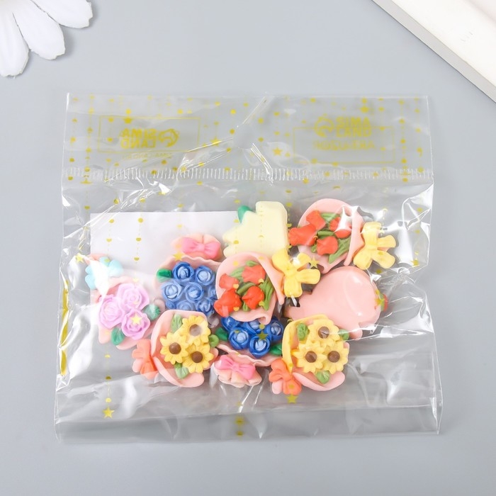 Декор для творчества пластик Декор для творчества пластик "Букет цветов" набор 10 шт