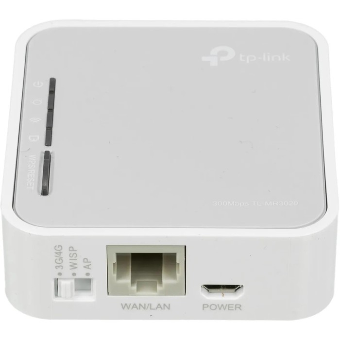 Wi-Fi роутер TP-Link TL-MR3020, 300 Мбит/с, 1 порт 100 Мбит/с, белый Wi-Fi роутер TP-Link TL-MR3020, 300 Мбит/с, 1 порт 100 Мбит/с, белый