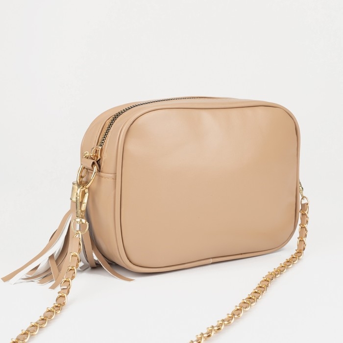 Сумка кросс-боди, отдел на молнии, длинный ремень, цвет бежевый Сумка кросс-боди, отдел на молнии, длинный ремень, цвет бежевый