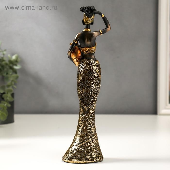 Сувенир полистоун  Сувенир полистоун "Африканка с кувшином, в наряде с зеркальной мозаикой" МИКС 26х7х5 см
