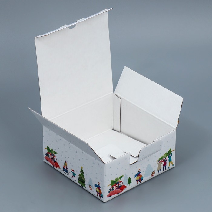 Коробка подарочная новогодняя складная «Город», 15 х 15 х 7 см, Новый год Коробка подарочная новогодняя складная «Город», 15 х 15 х 7 см, Новый год