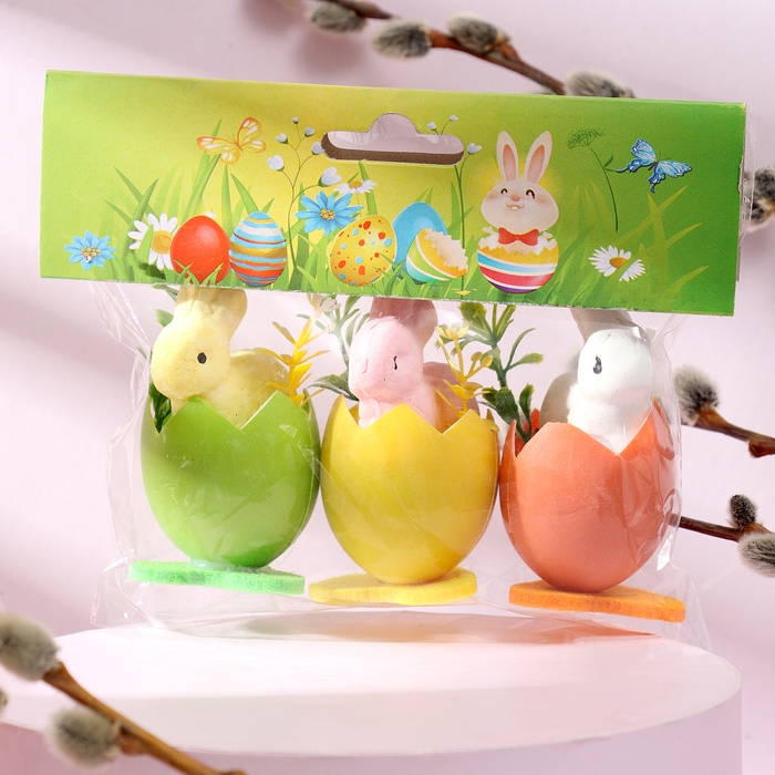 Набор для декора пасхальный «Зайчики» 3 шт., 4 × 11,5 × 6,5 см Набор для декора пасхальный «Зайчики» 3 шт., 4 × 11,5 × 6,5 см