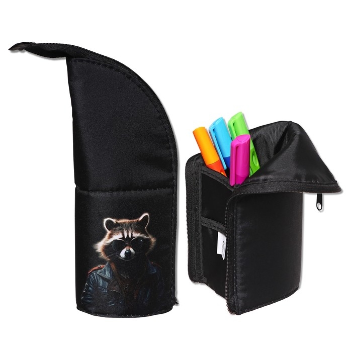 Пенал тубус-подставка, 85 х 210 х 65 мм, мягкий, тканевый, Calligrata, ПМО 12-20 Пенал тубус-подставка, 85 х 210 х 65 мм, мягкий, тканевый, Calligrata, ПМО 12-20 "Енот"