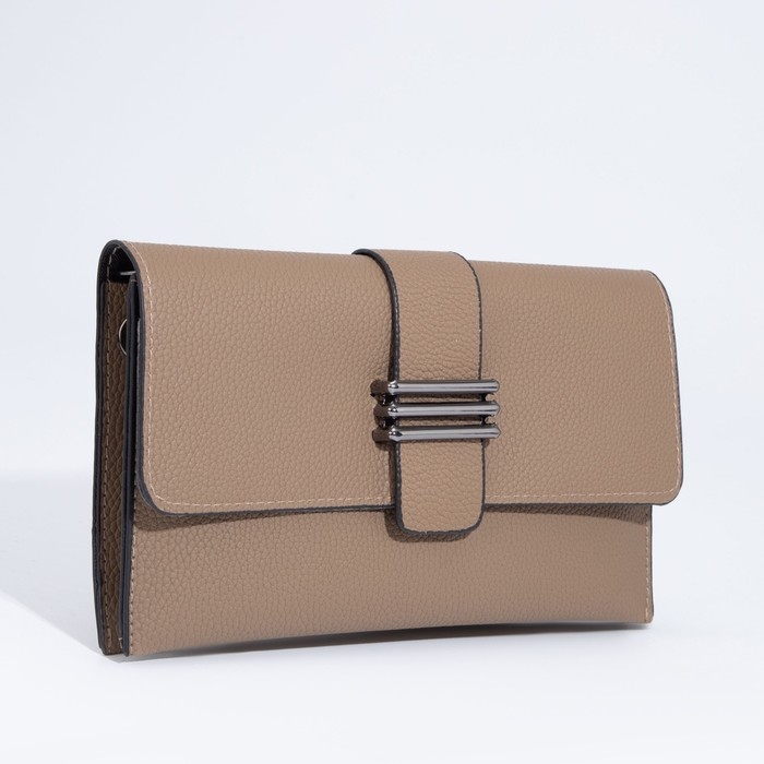 Сумка-клатч на магните, длинный ремень, цвет бежевый Сумка-клатч на магните, длинный ремень, цвет бежевый