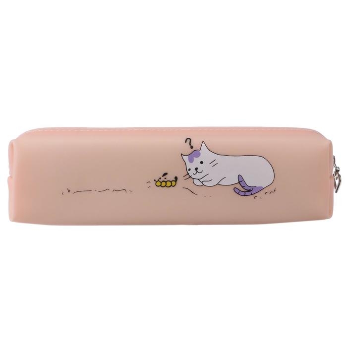 Пенал школьный на молнии силиконовый Пенал школьный на молнии силиконовый "Кот", МИКС