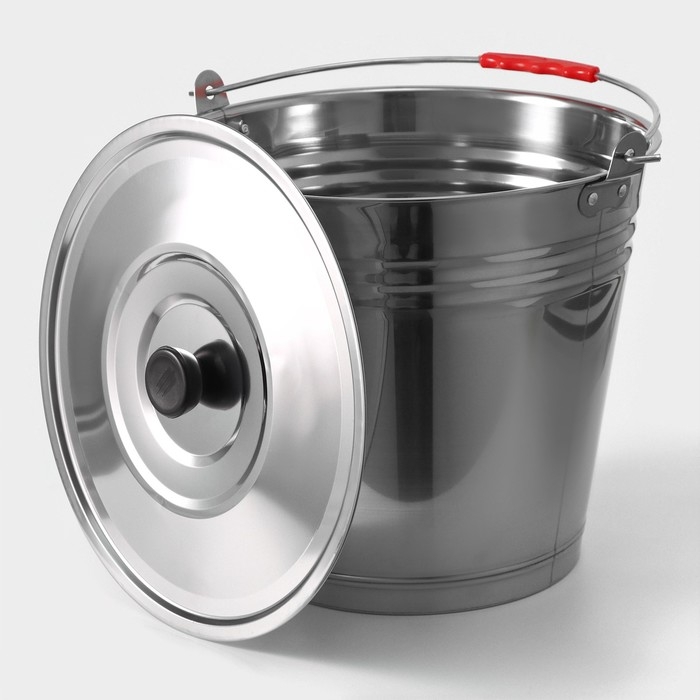 Ведро из нержавеющей стали с крышкой, 12 л, d=32 см, AISI 201 Ведро из нержавеющей стали с крышкой, 12 л, d=32 см, AISI 201