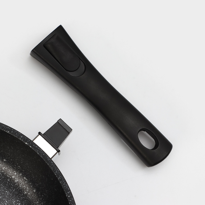 Сковорода, d=24 см, съёмная ручка, стеклянная крышка, антипригарное покрытие, цвет тёмный мрамор Сковорода, d=24 см, съёмная ручка, стеклянная крышка, антипригарное покрытие, цвет тёмный мрамор