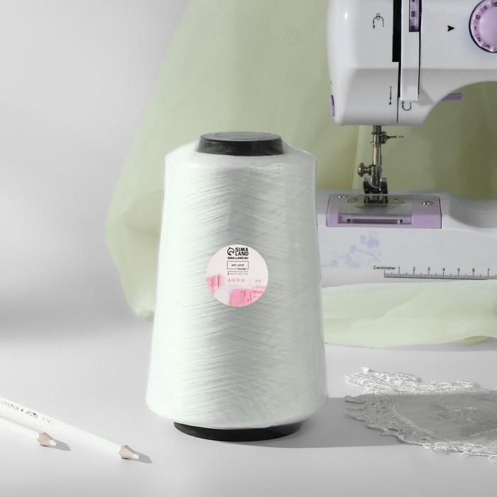 Нитки для оверлока 150D/1, 32910 м, текстурированная, некручёная, цвет белый Нитки для оверлока 150D/1, 32910 м, текстурированная, некручёная, цвет белый