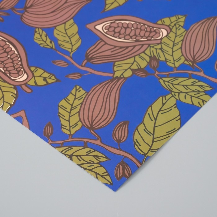 Бумага для скрапбукинга Бумага для скрапбукинга "Какао на синем" плотность 180 гр набор 5 шт 30,5х32 см