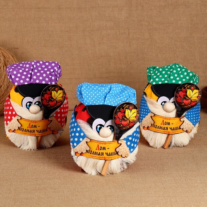 Домовой Санёк Домовой Санёк "Дом - полная чаша", с ложкой, 19 х 17 см, микс