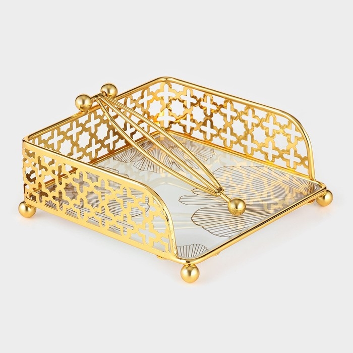 Салфетница «Рассвет», 15×15×6,5, цвет золотой Салфетница «Рассвет», 15×15×6,5, цвет золотой