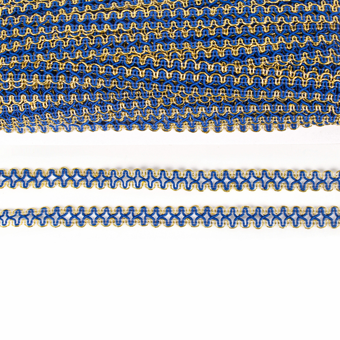 Тесьма синяя с золотом по краю, 1,5 см, намотка 50 м Тесьма синяя с золотом по краю, 1,5 см, намотка 50 м