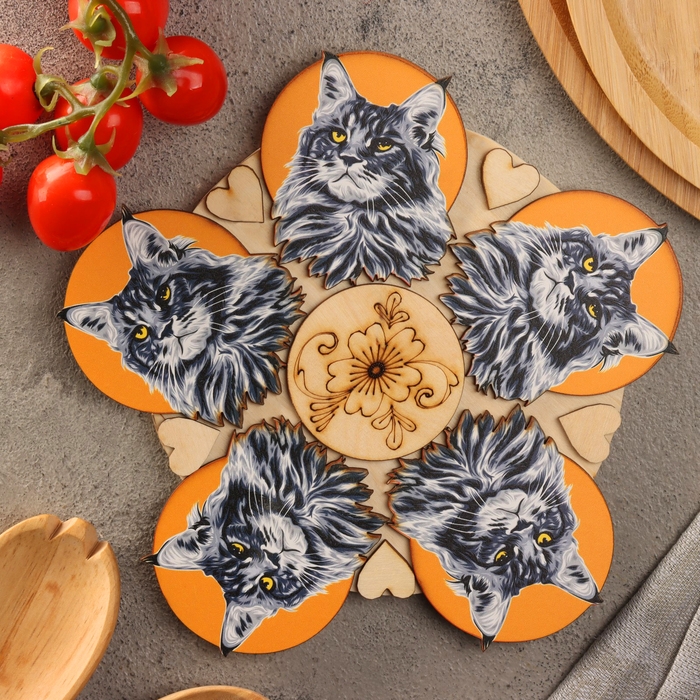 Подставка под горячее Подставка под горячее "Мейн-кун", D=20, можжевельник