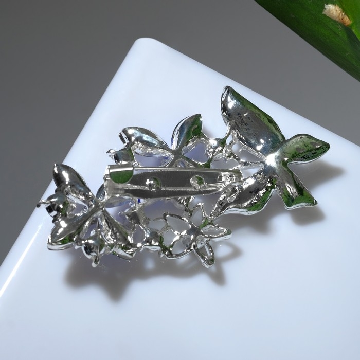 Брошь «Бабочки» синеглазки, цвет синий в серебре Брошь «Бабочки» синеглазки, цвет синий в серебре