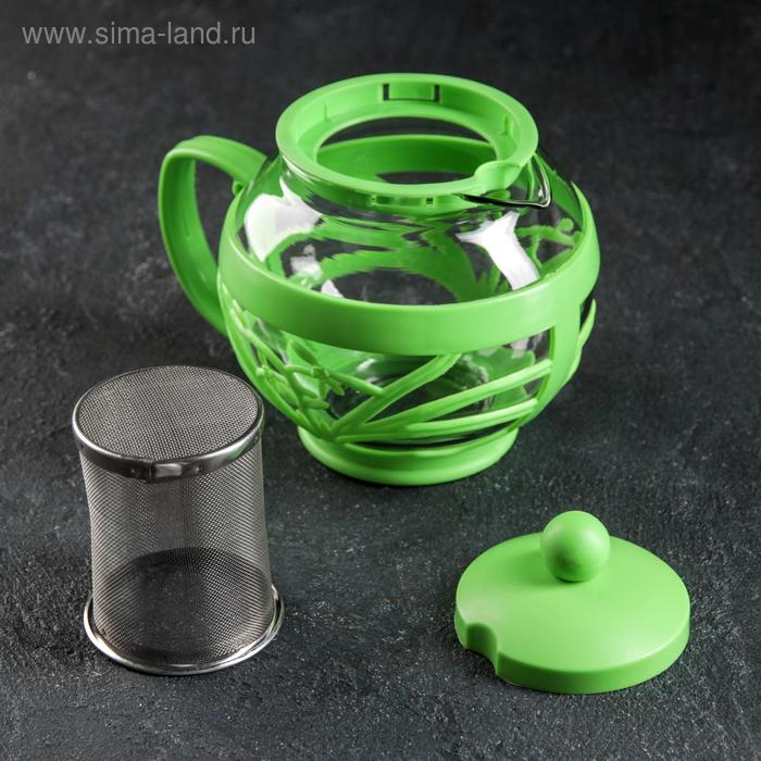 Чайник стеклянный заварочный «Флора», 700 мл, с металлическим ситом, цвет МИКС Чайник стеклянный заварочный «Флора», 700 мл, с металлическим ситом, цвет МИКС