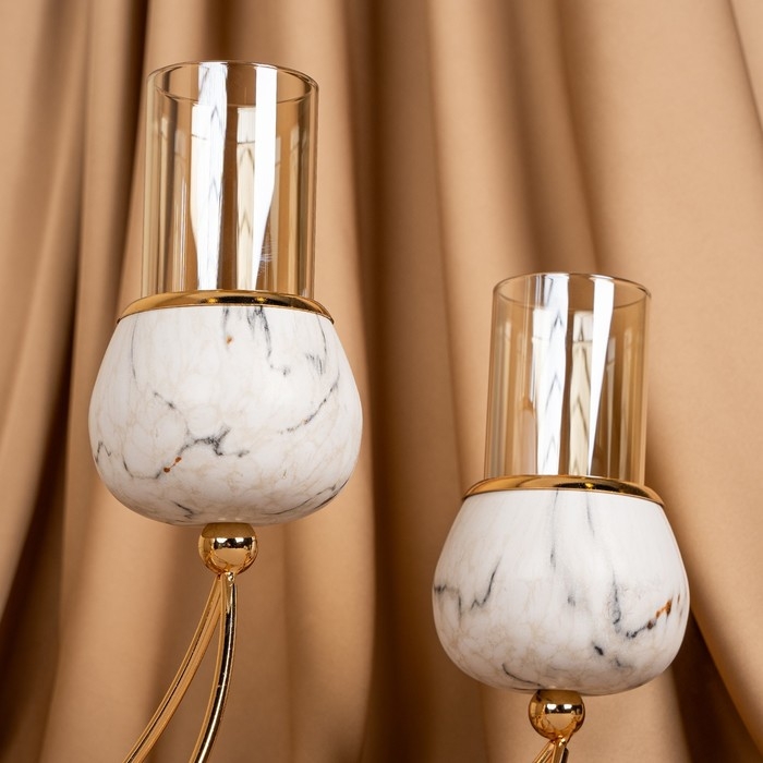 Подсвечник металл, стекло «Сплетение» на 4 свечи 47 х 10 х 28 см