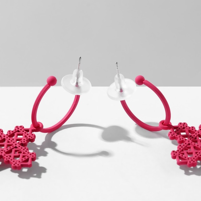 Серьги эмаль «Крестик» ажурный, цвет матовый розовый Серьги эмаль «Крестик» ажурный, цвет матовый розовый