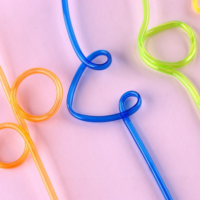 Трубочки для коктейля пластиковые &laquo;Завитушки&raquo;, в наборе 5 штук, МИКС