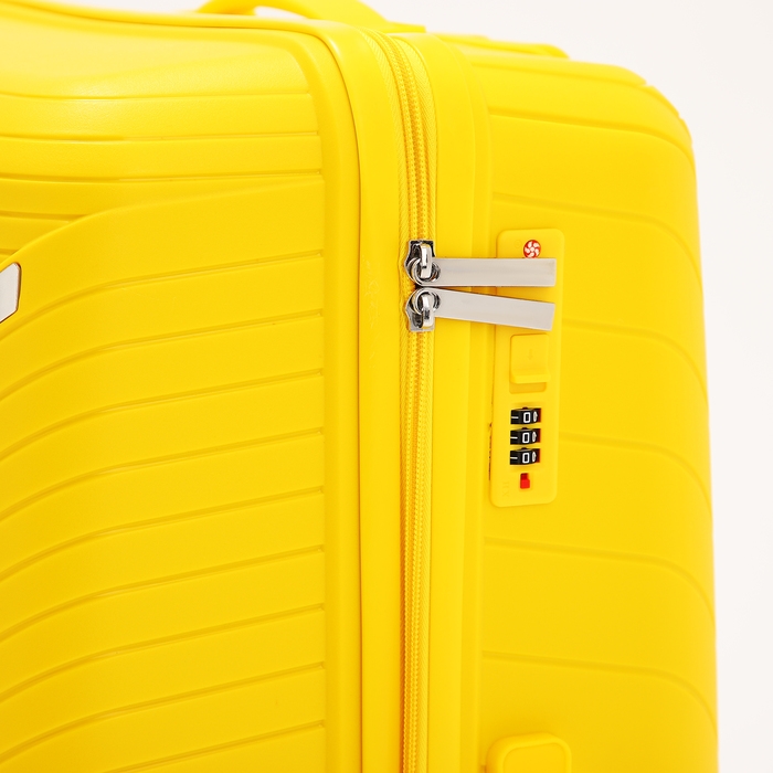 Чемодан большой 100 л (L), отдел на молнии, кодовый замок, 4 колеса, цвет жёлтый Чемодан большой 100 л (L), отдел на молнии, кодовый замок, 4 колеса, цвет жёлтый
