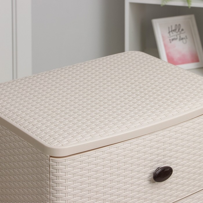 Комод 4-х секционный  Комод 4-х секционный "Плетёнка", цвет слоновая кость