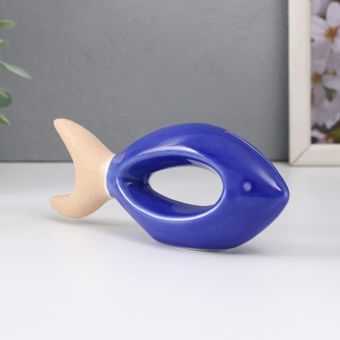 Сувенир керамика Сувенир керамика "Рыбка" песочно-синяя 17х3,8х5,8 см