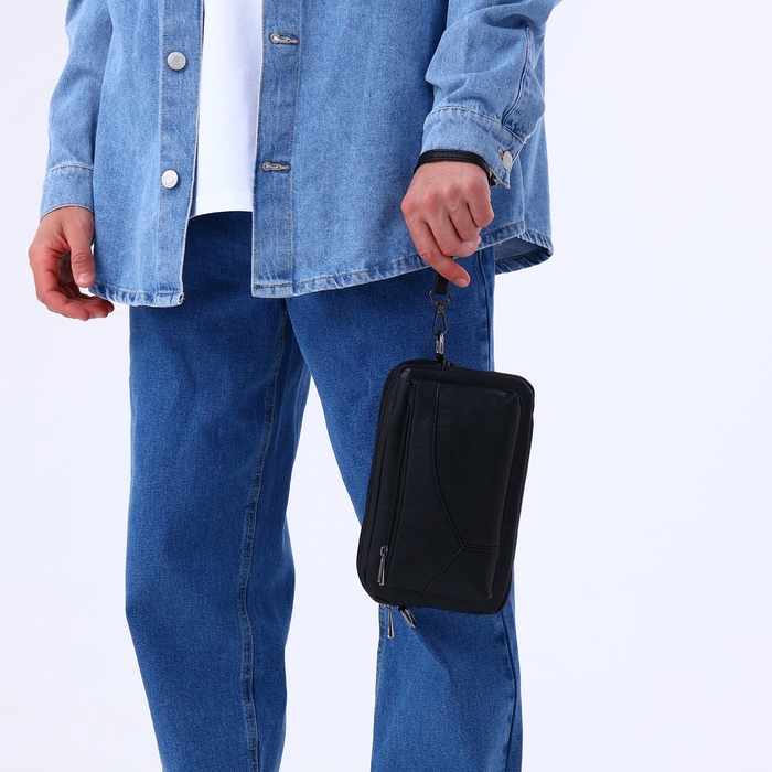 Сумка мужская через плечо, искусственная кожа, цвет чёрный Сумка мужская через плечо, искусственная кожа, цвет чёрный