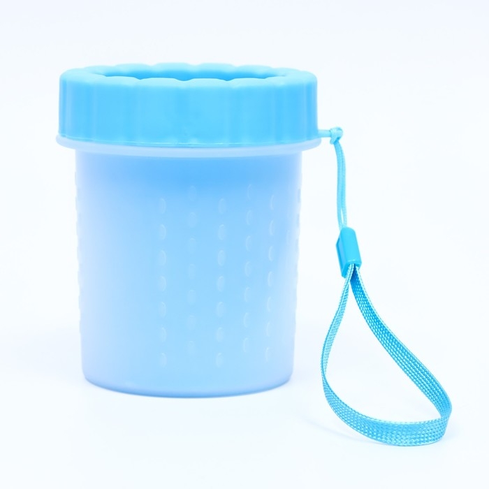 Лапомойка для кошек и собак с силиконовыми ворсинками 9 х 9 х 11 см, голубая