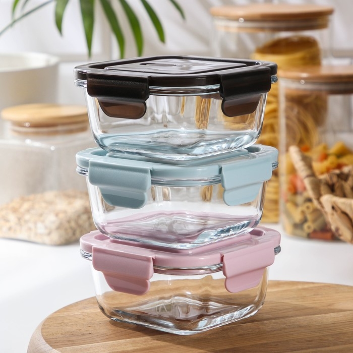 Контейнер из жаропрочного стекла с крышкой Cook and Freeze, 300 мл, 12&times;6 см, цвет МИКС