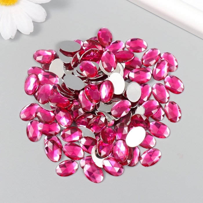 Декор для творчества пластик Декор для творчества пластик "Стразы овал. Фуксия" набор 150 шт 1х1,4 см