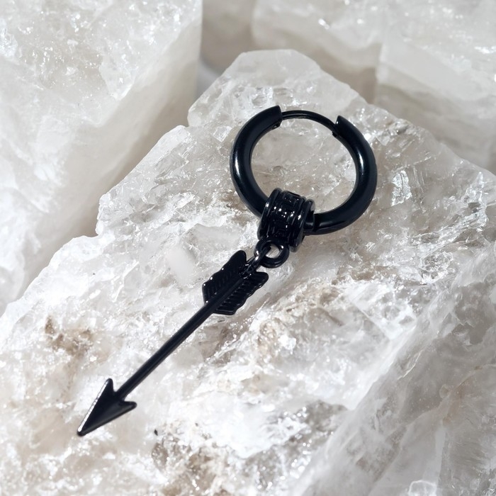 Пирсинг в ухо «Кольцо» стрела, d=12 мм, цвет чёрный Пирсинг в ухо «Кольцо» стрела, d=12 мм, цвет чёрный