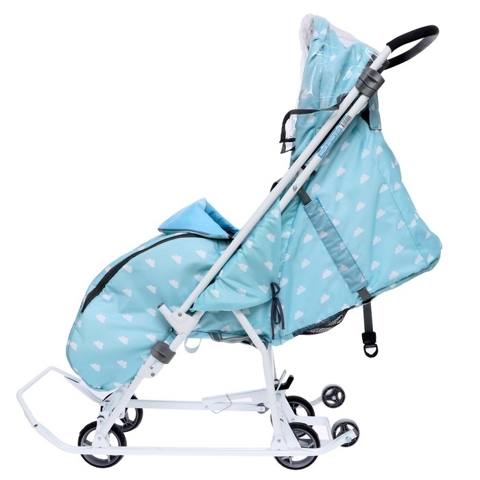 Санки-коляска «Наши детки 3-1К», принт с облачками, цвет голубой Санки-коляска «Наши детки 3-1К», принт с облачками, цвет голубой