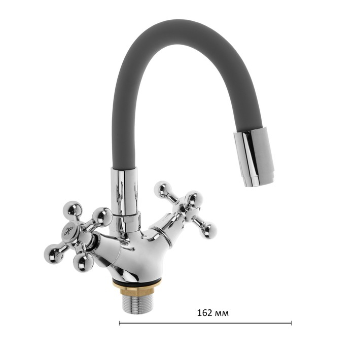 Cмеситель для кухни Accoona A9871T, двухвентильный, силиконовый излив, силумин, серый/хром Cмеситель для кухни Accoona A9871T, двухвентильный, силиконовый излив, силумин, серый/хром