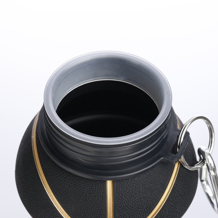 Бутылка для воды, 550 мл,  Бутылка для воды, 550 мл, "Баскетбольный мяч", складная, черная, 18 х 8.7 см