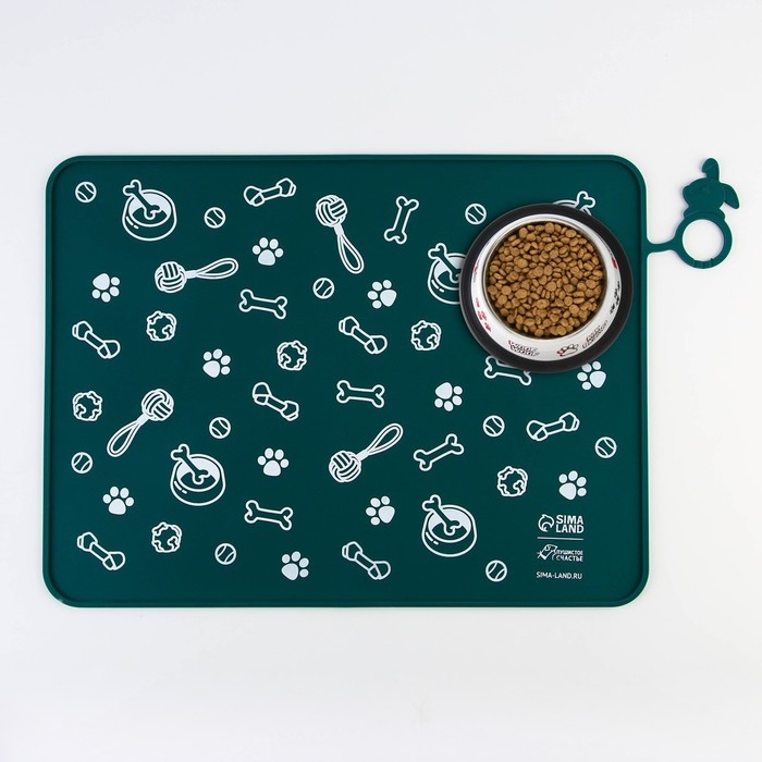 Коврик силиконовый под миску «Паттерн», 30х40 см, зеленый Коврик силиконовый под миску «Паттерн», 30х40 см, зеленый