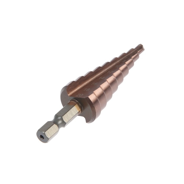 Сверло ступенчатое ТУНДРА, HSS-Co, шестигранный хвостовик, 4 - 20 мм Сверло ступенчатое ТУНДРА, HSS-Co, шестигранный хвостовик, 4 - 20 мм