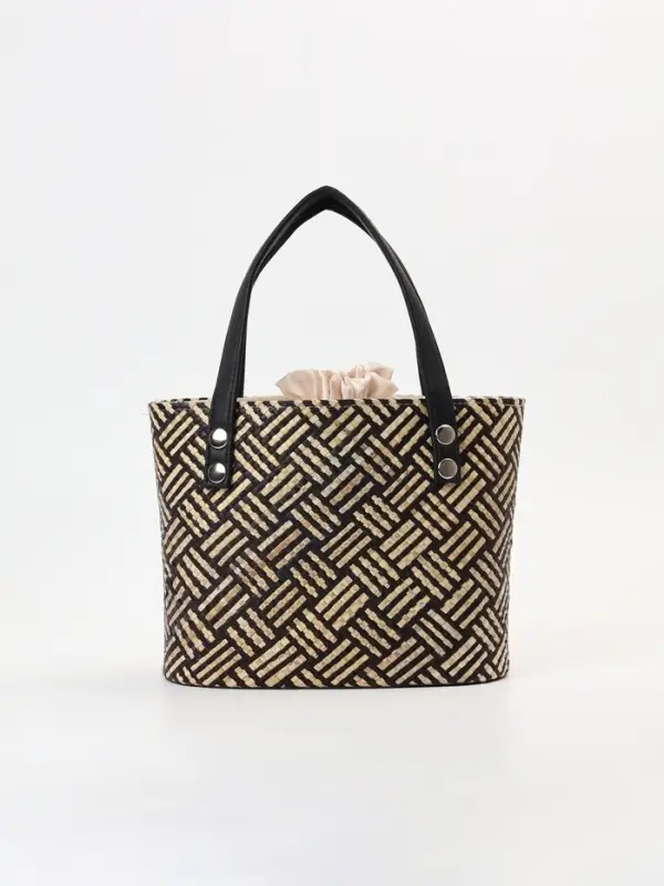 Сумка плетёная из пандана, 25&times;18&times;38 см, бежево-коричневая