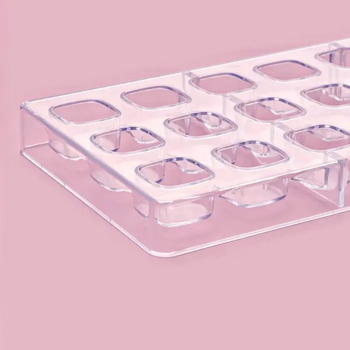 Форма для конфет и шоколада KONFINETTA &laquo;Куб&raquo;, пластик, 27.5&times;13.5&times;3 см, 21 ячейка (2.5&times;2.5 см), прозрачная